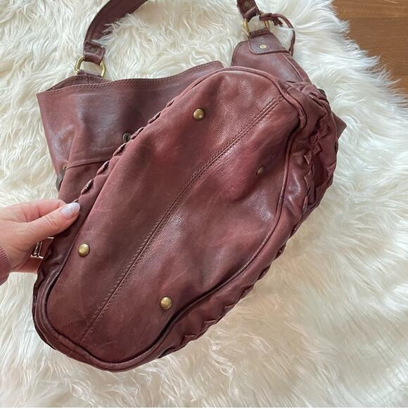 A.S.98 | Women’s Merlot Burgundy Leather Hobo Bucket Bag Leather Shoulder Purse - Picture 3 of 8